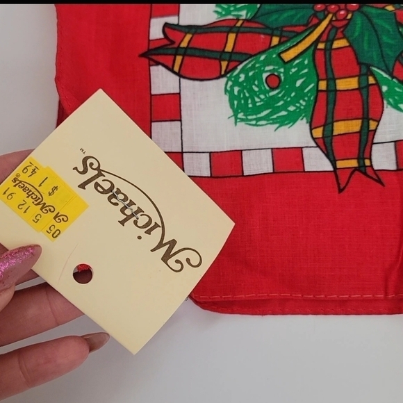 Vintage Bandana Scarf Christmas All Cotton Retro made in USA SET - Picture 13 of 13